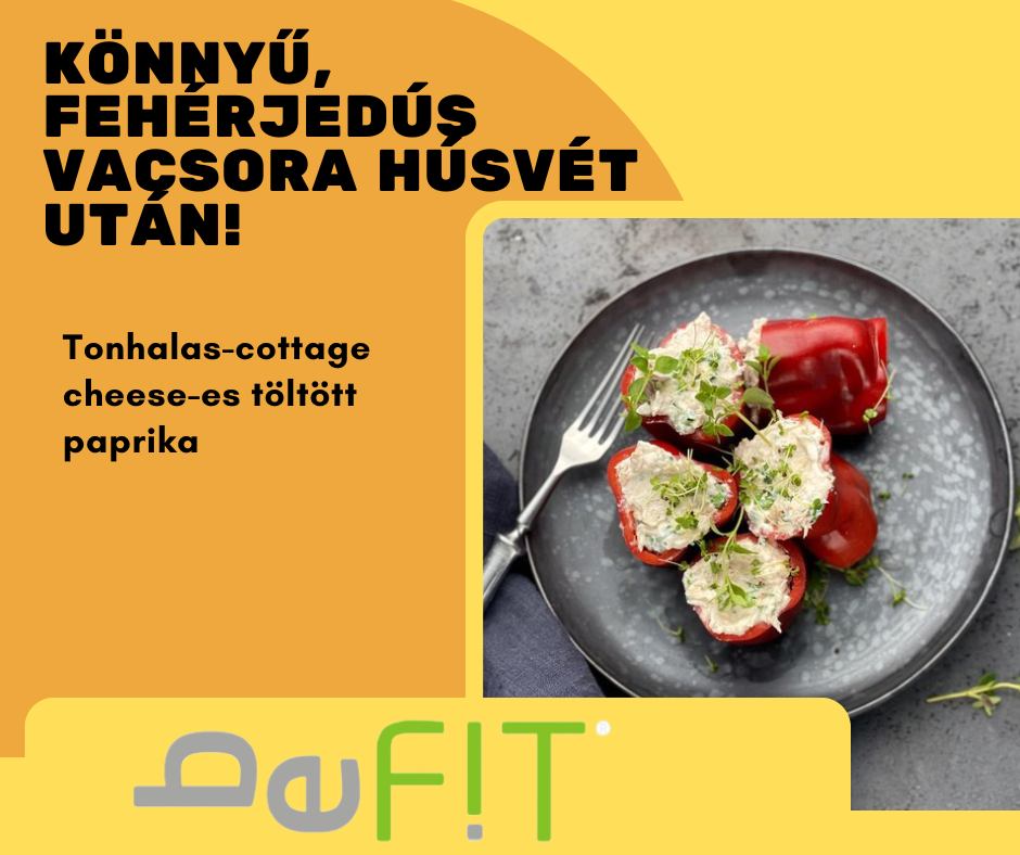 Tonhalas-cottage cheese-es töltött paprika