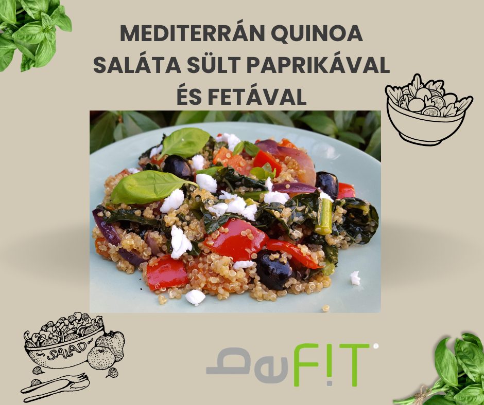 Mediterrán quinoa saláta sült paprikával és fetával