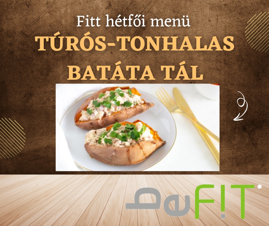 Túrós-tonhalas batáta tál