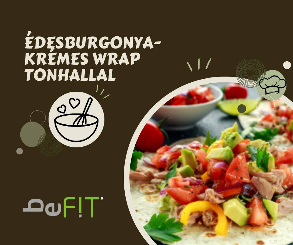 Édesburgonya-krémes wrap tonhallal